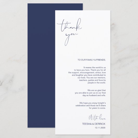 Minimalismus Navy Script Place Einstellung Vielen  Programm (Vorne/Hinten)