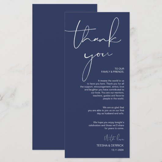 Minimalismus Navy Script Place Einstellung Vielen  Programm (Vorne/Hinten)