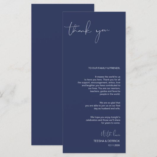 Minimalismus Navy Script Place Einstellung Vielen  Programm (Vorne/Hinten)