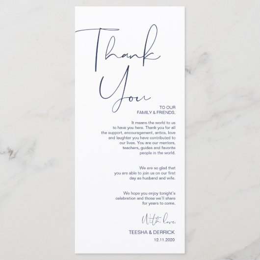 Minimalismus Navy Script Place Einstellung Vielen  Programm (Vorderseite)