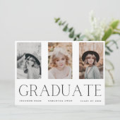 Minimalismus Portrait Drei High School Graduate Ankündigung (Stehend Vorderseite)