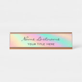 Minimalismus Rose Custom Elegantes Holografisches  Schreibtischnamensplakette (Vorderseite )