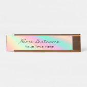 Minimalismus Rose Custom Elegantes Holografisches  Schreibtischnamensplakette (Vorderseite )