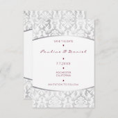 Minimalismus Save the Date Silver Red Damask (Vorne/Hinten)