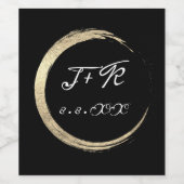 Minimalismus Schwarz-weiß Gold Initial Monogram Lu Weinetikett (Einzelnes Label)