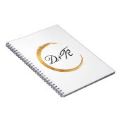 Minimalismus Schwarz-weiße Goldinitialen Monogram Notizblock (Rechte Seite)