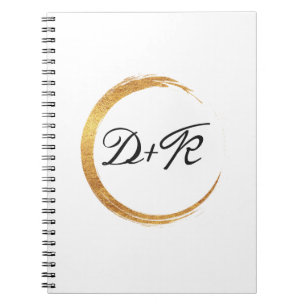 Minimalismus Schwarz-weiße Goldinitialen Monogram  Notizblock