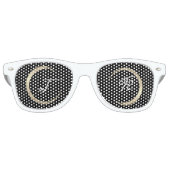 Minimalismus Schwarz-weiße Goldinitialen Monogram  Partybrille (Vorderseite)