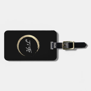 Minimalismus Schwarz-weiße Goldinitials Monogram T Gepäckanhänger