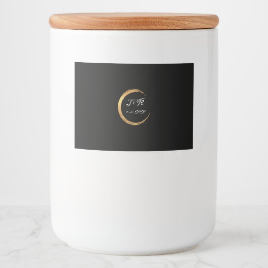 Minimalismus Schwarz-weiße Goldinitials MonogramBe Lebensmitteletikett (Vorderseite)