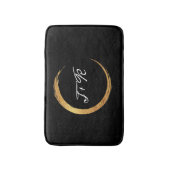 Minimalismus Schwarz-weißer Goldring Initial Monog Badematte (Vorderseite Vertikal)