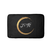 Minimalismus Schwarz-weißer Goldring Initial Monog Badematte (Vorderseite)