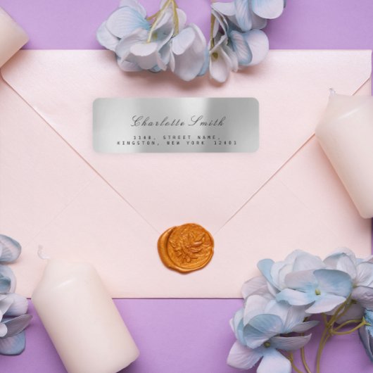 Minimalismus Silbergraue Rücksendeadressen-Aufkleb