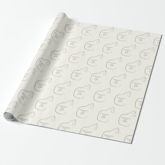 Minimalismus Sitzen Katzenschwarz & Creme Geschenk Geschenkpapier (Ungerollt)