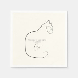 Minimalismus Sitzen Katzenschwarz und -creme Serviette
