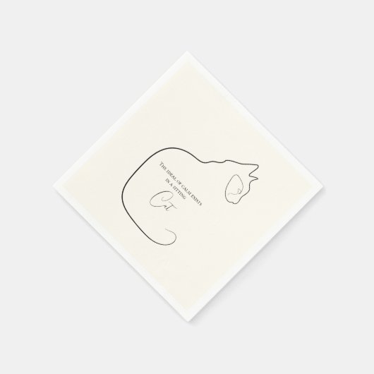 Minimalismus Sitzen Katzenschwarz und -creme Serviette (Ecke)
