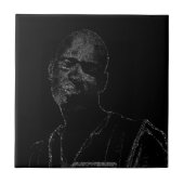 Minimalismus Sketch Zeichne Männergesicht Fliese (Vorderseite)