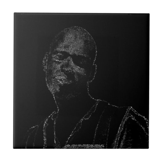 Minimalismus Sketch Zeichne Männergesicht Fliese (Vorderseite)