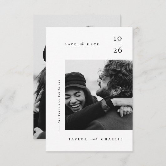 Minimalismus Typografie Save The Date (Vorne/Hinten)