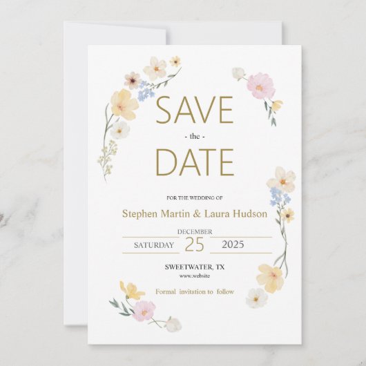 Minimalismus und Blume Save the Date Einladung (Vorderseite)