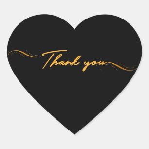 Minimalismus Vielen Dank Script Gold Typografie Herz-Aufkleber