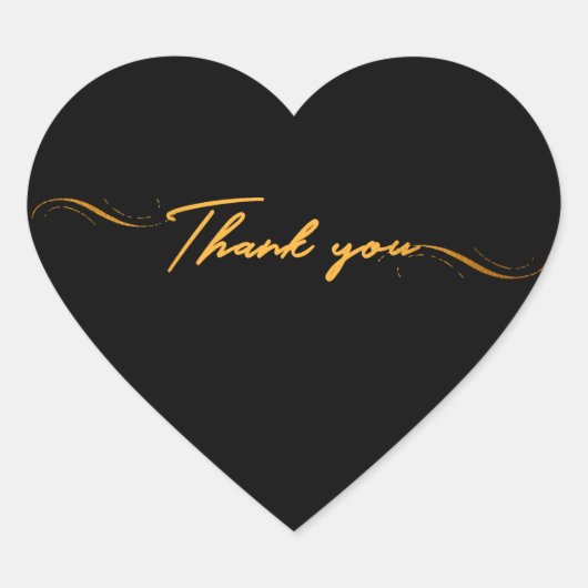 Minimalismus Vielen Dank Script Gold Typografie Herz-Aufkleber (Vorderseite)