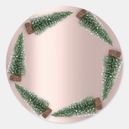 Minimalismus Weihnachtsbaum Geschenk Grüne Rose Runder Aufkleber