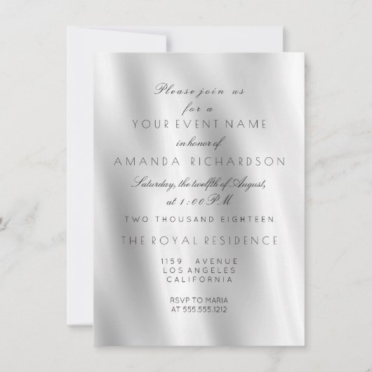 Minimalismus White Gray Seidenstoff Ombre Geburtst Einladung (Vorderseite)