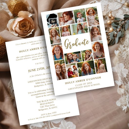 Minimalist 16 Photos Time Life Graduate Collage Einladung