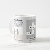 Minimalist 1 Foto Graue Zeitung Save the Date Kaffeetasse (Vorderseite Links)