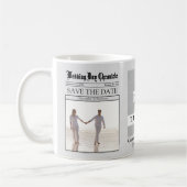 Minimalist 1 Foto Graue Zeitung Save the Date Kaffeetasse (Links)