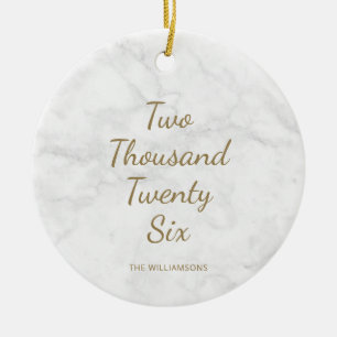 Minimalist 2021 Modern Grauer Marmor Personalisier Keramik Ornament