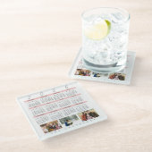 Minimalist 2026 Multi Photo Calendar Keepsake Glasuntersetzer (Schrägansicht)