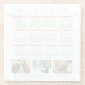 Minimalist 2026 Multi Photo Calendar Keepsake Glasuntersetzer (Rückseite)