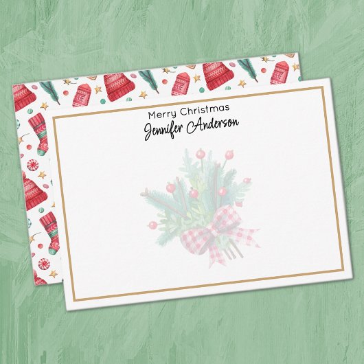 Minimalist 3.5x5-in Illustrated Christmas Elements Mitteilungskarte