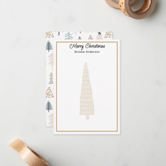 Minimalist 3.5x5-in Illustrated Trees Christmas Mitteilungskarte (Vorderseite/Rückseite Beispiel)
