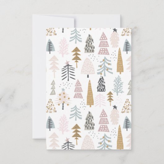 Minimalist 3.5x5-in Illustrated Trees Christmas Mitteilungskarte (Rückseite)