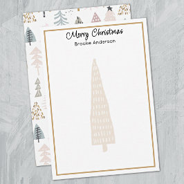 Minimalist 3.5x5-in Illustrated Trees Christmas Mitteilungskarte