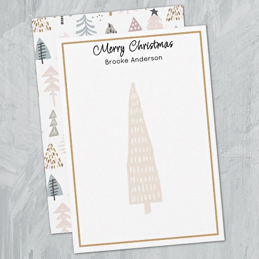 Minimalist 3.5x5-in Illustrated Trees Christmas  Mitteilungskarte