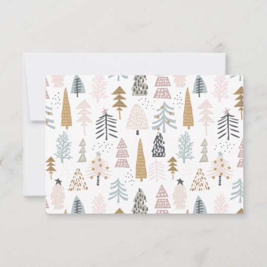 Minimalist 3.5x5-in Illustrated Trees Christmas Mitteilungskarte (Rückseite)