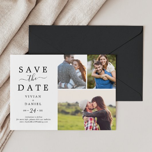 Minimalist 3 Photo Collage Save The Date
