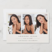 Minimalist 3 Photo Graduation Announcement Invite Ankündigung (Vorderseite)