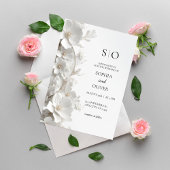 Minimalist 3D White Floral Luxury Elegant Wedding Einladung