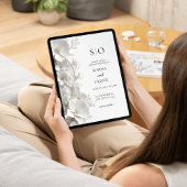 Minimalist 3D White Floral Luxury Elegant Wedding Einladung