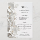 Minimalist 3D White Floral  Luxury Elegant Wedding Menükarte (Vorderseite)