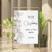 Minimalist 3D White Floral  Wedding Welcome Sign  Poster