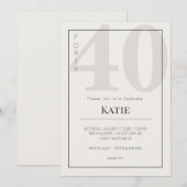 Minimalist 40th Milestone Birthday Celebration Einladung (Vorne/Hinten)