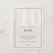 Minimalist 40th Milestone Birthday Celebration Einladung (Vorne/Hinten)