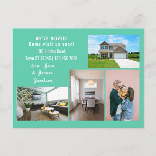 Minimalist 4 Photos We Moved Moving Announcement Postkarte (Vorderseite)