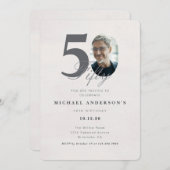 Minimalist 50th Year Birthday Invitation Einladung (Vorne/Hinten)